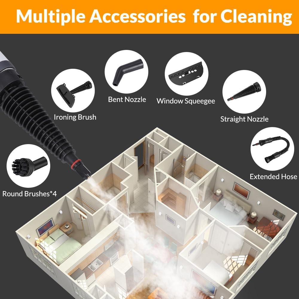 Handheld Multi-Surface Steam Cleaner with 9 PCs Accessories
