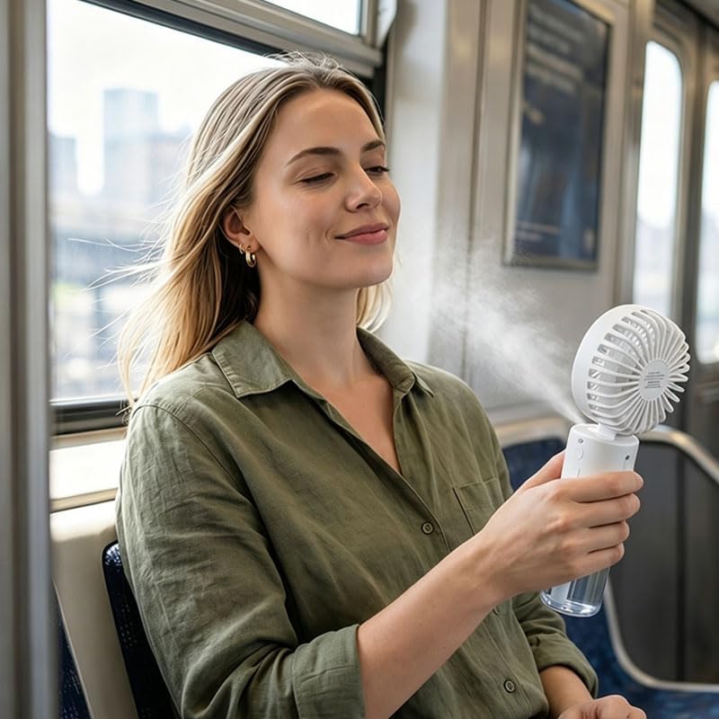 Portable Handheld Spray Fan 4-Speed Water Spray Mist Fan Summer Cooling Artifact USB Charging Summer Supplies Outdoor Mini Fan